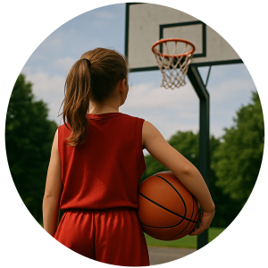 Young girl holding a basketball